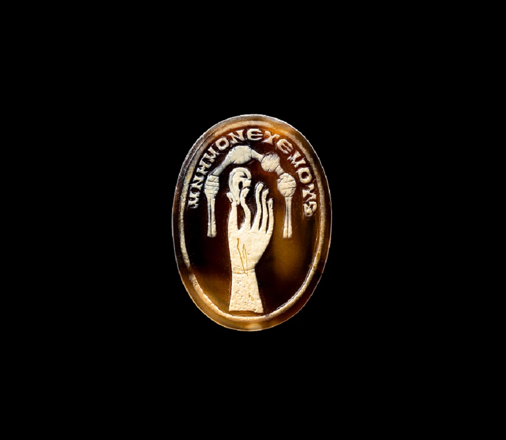 Cameo Engraved with a Hand Holding an Earlobe